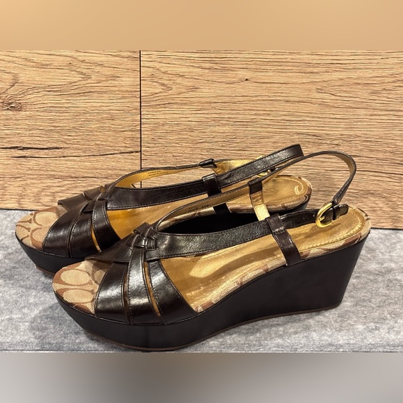π€π€ Coach Mollie Platform Wedge Sandals - Brownπ€ π€ - Picture 2 of 7